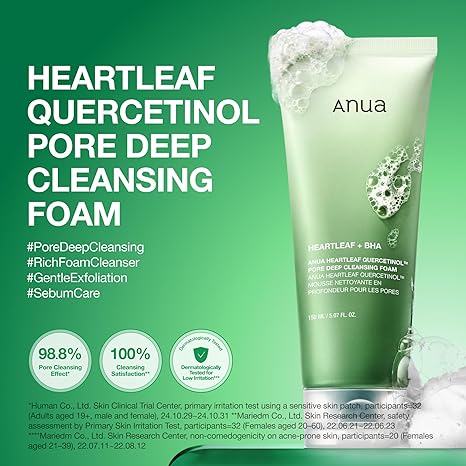 Anua Heartleaf + BHA Quercetinol Deep Cleansing Foam 150ml