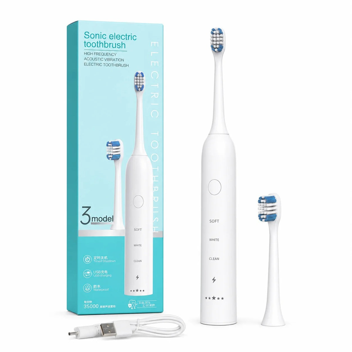 Electric Sonic Toothbrush 35,000 Vibrations USB Rechargeable